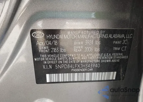 2018 Hyundai Elantra Value Edition из США, поврежденный, VIN 5NPD84LFXJH343940